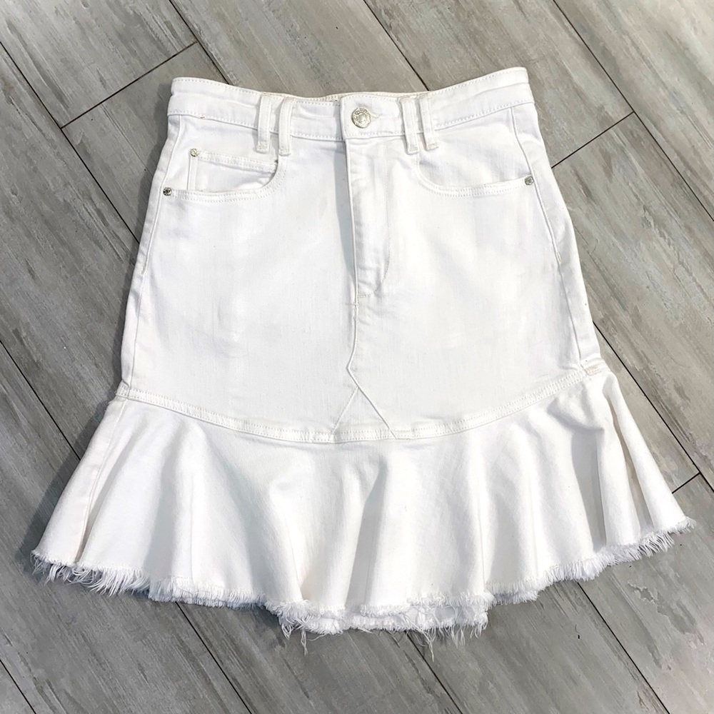 High Waisted Flare Jean Skirt